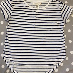 White and blue striped shirt